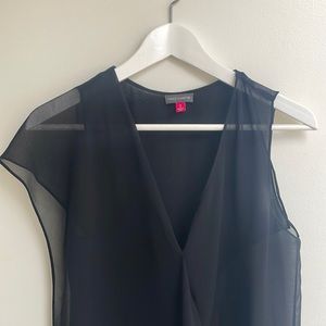Vince Camuto Sheer Black Asymmetrical Sleeveless Top. Size 2.